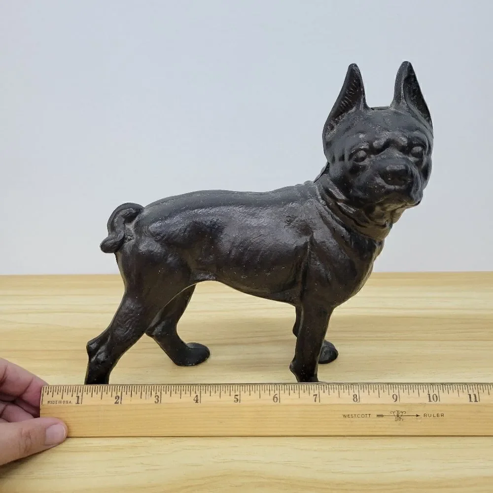 Vintage Cast Iron Dog Bosston Terrier Door Stop Figurine